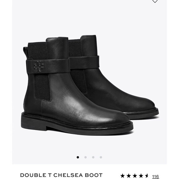 Tory Burch Shoes - $428 Tory Burch Womens 10 Double T Chelsea Boot Black Ankle Leather Shoes Slip